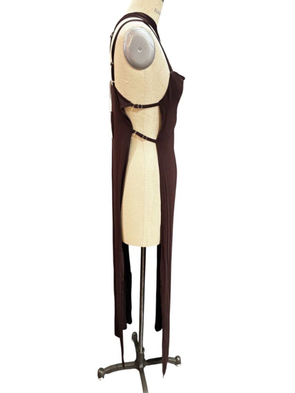 Riot Swim Chocolate Brown Asymmetrical Cover Up Dress S/M Minimal - Picture 5 of 9